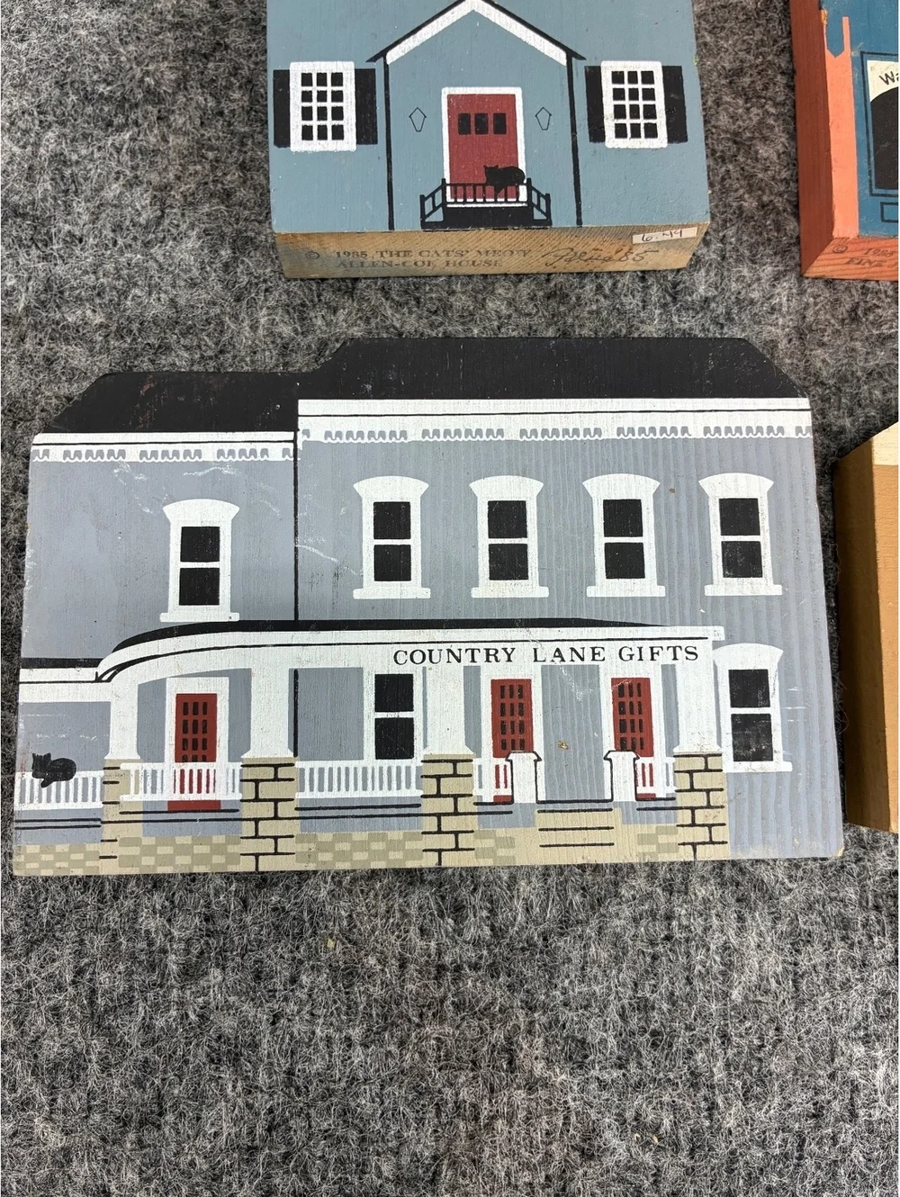 The Cats' Meow Handcrafted Wooden Village Lot 4 Piece Collection 1980s #1